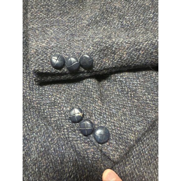 Harris Tweed Mens 44 Wool Black Blue Blazer Wool Sports Coat Scotland - Picture 9 of 9